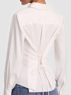AMELIA BUTTON DOWN WITH LACE UP BACK