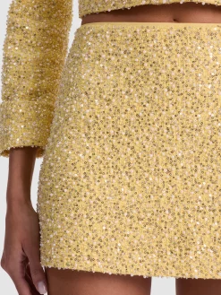 ECENIA EMBELLISHED TWEED MINI SKIRT