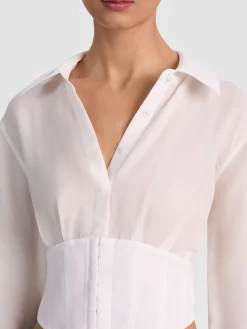 EDIE SEAMED CORSET BUTTON DOWN