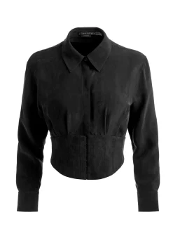 EDIE SEAMED CORSET BUTTON DOWN