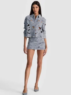FINELY LASER-CUT DENIM SHIRT