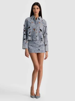 FINELY LASER-CUT DENIM SHIRT