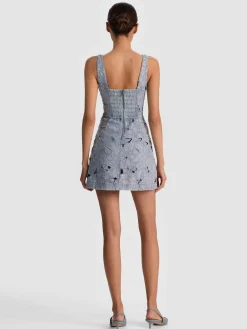 MARYANN LASER-CUT DENIM DRESS