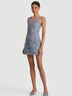 MARYANN LASER-CUT DENIM DRESS