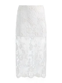 MEDINE EMBELLISHED LACE MIDI SKIRT