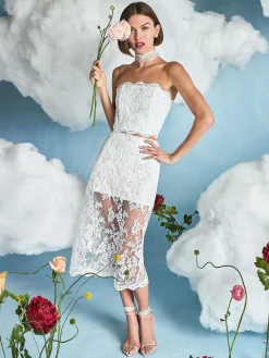 MEDINE EMBELLISHED LACE MIDI SKIRT